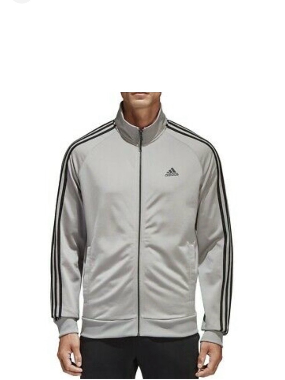 adidas Vintage Men’s Light Gray Full-Zip Hooded Track Jacket Sz M